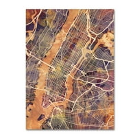 Védjegy Szépművészet 'New York City Street Map' vászon művészete, Michael Tompsett