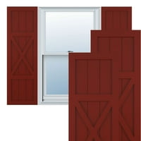 Ekena Millwork 18 W 41 H True Fit PVC Center X-Board Farmhouse rögzített redőnyök, bors piros