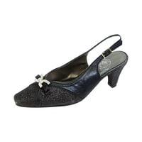 A Hanna női széles szélessége hegyes lábujj Slingback ruha cipő fekete 12