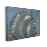 Stupell Industries ló sörény portré kék szürke haj részlet, 48, Dina D ' Argo tervezte
