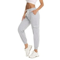 Női nadrág Clearance Sale Női Alkalmi Sport overall Leggings Egyszínű zseb nadrág nadrág szürke Xxl P12268