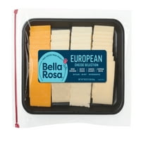 Bella Rosa európai sajt tálca, ír Cheddar, Dutch Gouda, dán Havarti és importált svájci, Oz