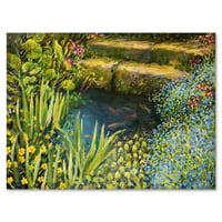 Színes csend virágok a tó oldalán festett vászon művészeti nyomtatás