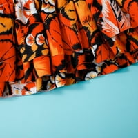 Lányok fürdőruhák nyári Bowknot Narancs Levél nyomtatott fodros két fürdőruha Narancs 12m-18m