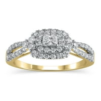 Carat T.W. Ragyogó finom ékszerek hercegnő vágott gyémánt eljegyzési gyűrű 10 kt sárga aranyban, 8. méret