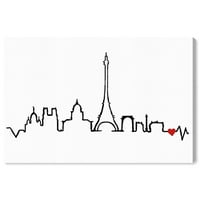 Wynwood Studio Cities and Skylines Wall Art vászon nyomatok 'Paris Hearted Skyline' európai városok-Fekete, fehér