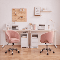 Smilemart állítható tufed bársonyos irodai szék hordóval vissza az otthoni irodában, rózsaszín