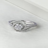Imperial 10K fehérarany CT TW gyémánt klaszter bypass osztott szárú eljegyzési gyűrű