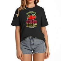 Professzionális Strawberry Picker Fruit Női Rövid ujjú grafikus felső, alkalmi és trendi ing nyárra