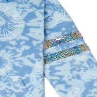 Forever Me Girls nyomtatott nyakkendőfesték gyapjú kapucnis flip flitterrel és megfelelő kocogókészlet-szett egy megfelelő