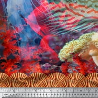 Soimoi Poliészter krepp szövet Bohóc hal & Shell Panel nyomtatási szövet által Udvar széles