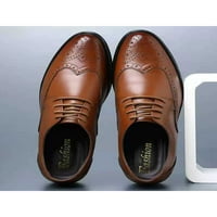 Daeful férfi Oxford cipő alacsony felső Oxfords csipke fel ruha cipő fényes klasszikus férfi Csúszásmentes Barna 5.5