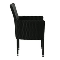 Flash bútorok Maxim fonott Patio fotelek, Fekete szürke, készlet 4