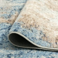 Kortárs terület szőnyeg absztrakt sötétkék, kék nappali könnyen megtisztítható