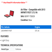 Légszűrő-kompatibilis az INFINITI F 3.7 L V6-Tal