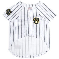 Háziállatok Első MLB Milwaukee Brewers Mesh Jersey kutyáknak és macskáknak - Engedélyezett puha poli -cotton sport