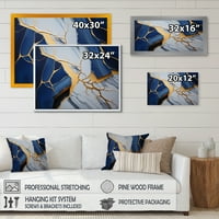Designart Absztrakt Geode Blue I Canvas Wall Art