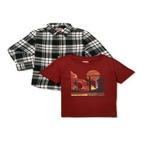 Wrangler kisgyermek fiúk gombos ing és grafikus póló, 2dc, méretek 2T-5T