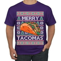 Vad Bobby Merry Tacomas nyaralás Taco Lover csúnya karácsonyi pulóver férfi grafikus póló, lila, 5x-nagy
