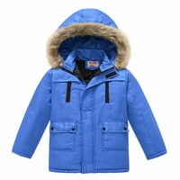 Lilgiuy Téli Kabátok Őszi Téli Fiúk Lányok Egyszínű Vastag Meleg Kabát Levehető Kalap Kapucnis Kabát Kék Értékesítés
