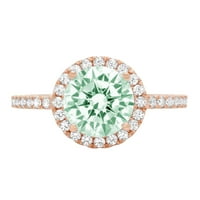 1.86 ct kerek vágott zöld szimulált gyémánt 14K rózsaszín rózsa arany gravírozás nyilatkozat évforduló eljegyzés esküvő
