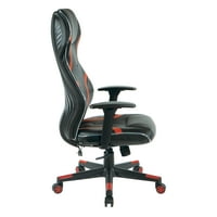 Bútor Rogue Gaming szék fekete Fau bőr piros díszítéssel és díszítéssel
