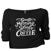 Jó reggelt kezdődik Kávé Női Divat Slouchy ujjú Raglan Könnyű pulóver Navy kicsi