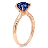 3.0 ct kerek vágott kék szimulált tanzanite 18K rose gold anniversary eljegyzési gyűrű mérete 5.75