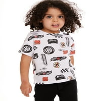Autók kisgyermek fiú grafikus pólók, 2-csomag, méret 2T-5T