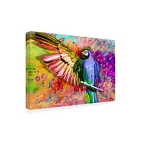 Delyth Angharad 'Floral Rainbow Parrot' Canvas Art