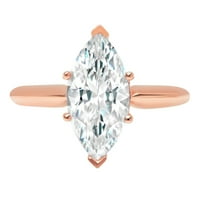2. ct marquise vágott tiszta szimulált gyémánt 14K rózsa arany évforduló eljegyzési gyűrű mérete 8