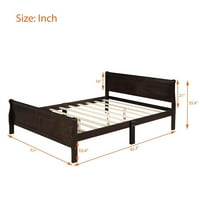 Teljes méretű Platform ágy fejtámlával és lábtartóval, fa Platform ágykeret fa Léctartóval, tizenéves felnőttek számára,