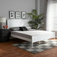 Baxton Studio daniella modern és kortárs fehér kész fa queen méretű platform ágy