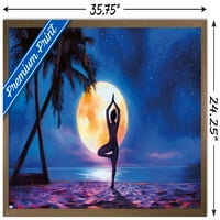 Moreno-Képzőművészet-Jóga Moonlight Beach Fal Poszter, 22.375 34 Keretes