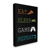 A Stupell Industries Eat Sleep Repeat Reeam videojáték ikonográfiai szabályok, 30, Masey St. Studios tervezése