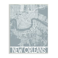Stupell Industries New Orleans Várostérkép Geometriai utcák szállítás Louisiana, 19, Daphne Polselli tervezése