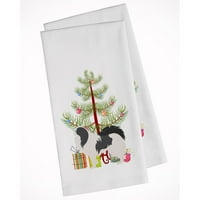 Carolines kincsek BB2955WTKT Japán áll Boldog karácsonyfa fehér konyhai törölköző készlet 25