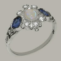 Brit készült 18K fehér arany opál & gyémánt gyűrű Női évforduló gyűrű-méret opciók-méret 11.75