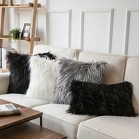 A Phantoscope Designer választott dekoratív dobási párnakészlete, bolyhos Fau Fur & Pom Pom Velvet Bundle, a kanapé
