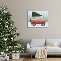 Stupell Indtries piros Haszongépjármű téli karácsonyfa havas erdő, 30, James Wiens tervezése