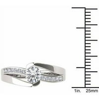 Carat T.W. Diamond bypass 14KT fehér arany eljegyzési gyűrű