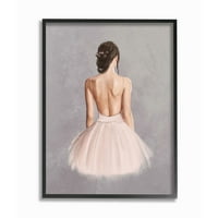 Stupell Industries Ballerina Girl Figure rózsaszín szürke festmény keretes fal művészet, Ziwei Li