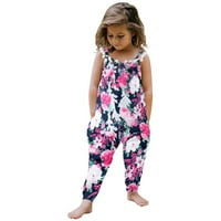 Leesechin kisgyermek fiúk nadrág kislány Jumpsuits nyári virágok nyomtatás heveder Romper nadrág zsebekkel a Clearance