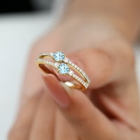 Tervező évforduló gyűrű nőknek-svájci kék topáz és gyémánt gyűrű, 14k sárga arany, US 5.50