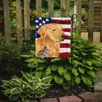 Amerikai zászló Golden Retriever kerti zászlóval