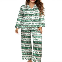 KelaJuan női folt pizsama szett, puha hosszú ujjú gomb le ing + nadrág szett hálóruha