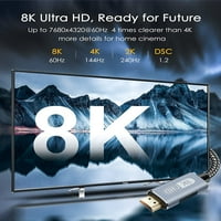 8K HDMI kábel 15ft, HDMI 2. 48Gbps nagy sebességű Nylon fonott HDMI kábel eARC HDR 4:4: HDCP 2.2&2.3, 4K HDMI-vel