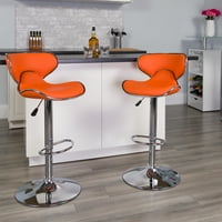 Flash bútorok Kortárs hangulatos középső hátsó narancssárga vinil állítható magasságú bárszék króm alappal