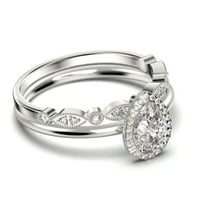 Gyönyörű Art Deco 1. Karátos körte vágott megfizethető gyémánt Moissanite eljegyzési gyűrű, klasszikus jegygyűrű, egy