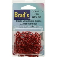 Brad gyilkos méretű polip horgok, piros, 50-Csomag